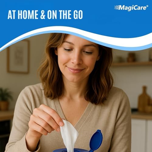 MagiCare 75% Large Alcohol Wipes (2 Canisters) - Hand Sanitizing Wipes - Hand Sanitizer Wipe, Unscented, Premium - Home, Classroom, Camping - 2, 100ct Canisters (200pcs) - Image 6