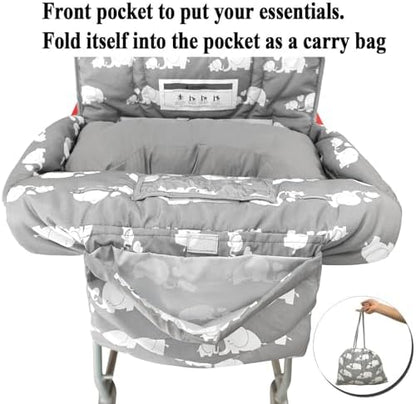 Love and go machine washable cotton padded baby high chair cover back view setup