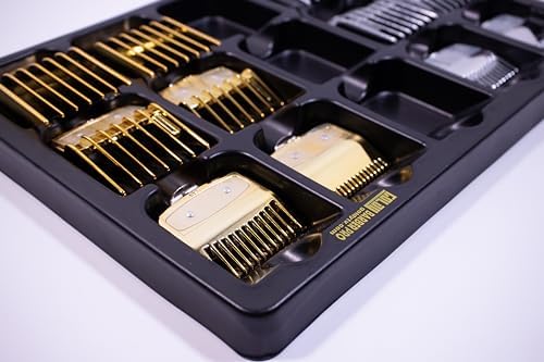 Compact salon workstation layout featuring durable plastic blade storage system with open top design