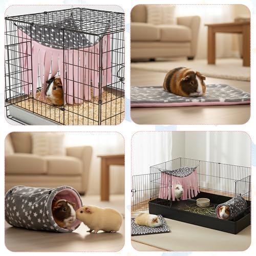 Guinea Pig Hideout, 3 Pack Soft Fleece Small Animal Tunnel Tube & Mat & Corner Hideout Cage Accessories for Guinea Pigs, Rabbit, Ferret, Chinchilla, Hedgehogs - Image 4