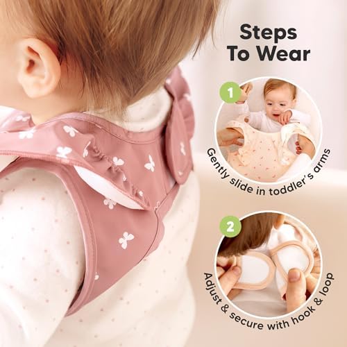 KeaBabies butterfly print waterproof baby bib set for weaning essentials