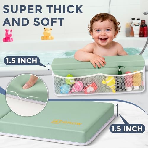 Beiens anti slip quick drying kneeling pad laid flat on a tiled bathroom floor displaying the textured rubber backing.