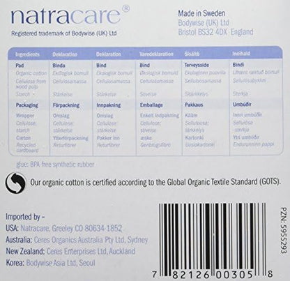 Natracare regular flow menstrual pads imported from USA for eco-friendly feminine hygiene.