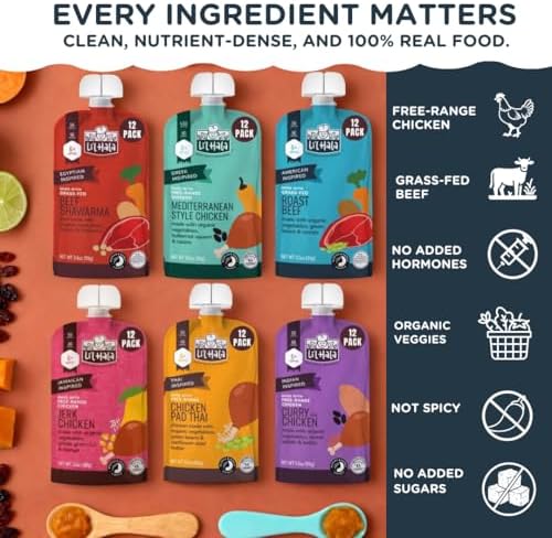 Healthy chicken and beef meat pouches for infants