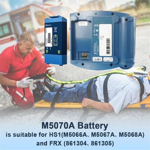 Replacement battery for HeartStart Home AED being installed into the device slot.