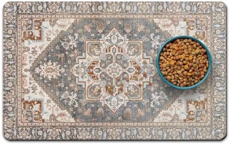 Qxwrel Bohemia Style Dog Food Mat absorbent suede surface