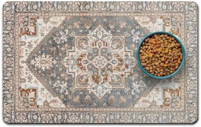 Qxwrel Bohemia Style Dog Food Mat absorbent suede surface