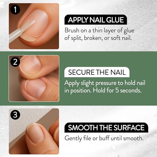 IBD resin bottle shown beside repaired natural nails