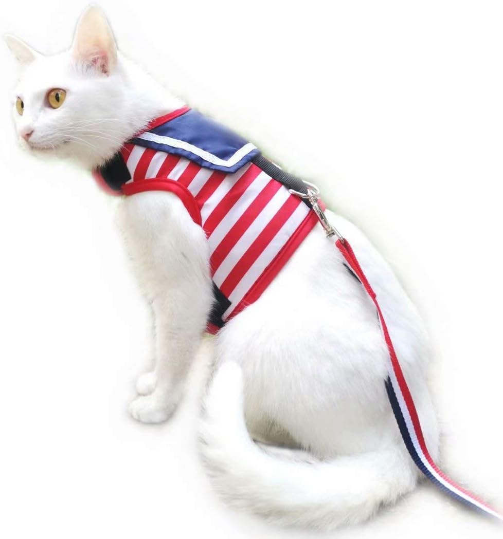 Cat Harness and Leash for Walking Escape Proof Breathable Mesh Fabric, Solid Blue, Large, Adjustable Cat Walking Jackets, Padded Stylish Cat Vest - Image 12