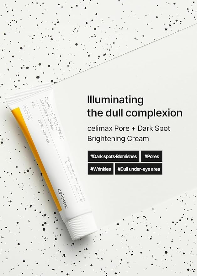 Lightweight texture of Celimax pore minimizing and dark spot reduction cream being applied to skin.