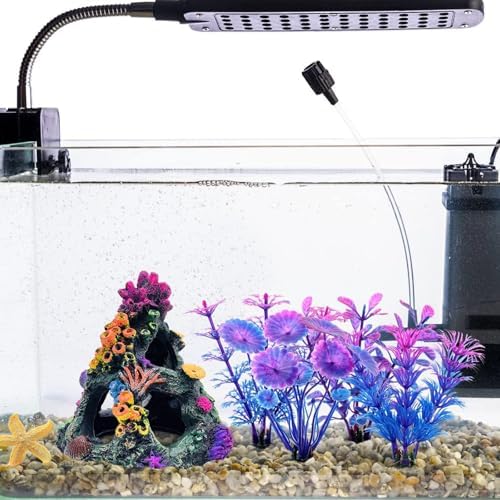 Detailed resin coral reef mountain structure with swim-through tunnels for betta fish