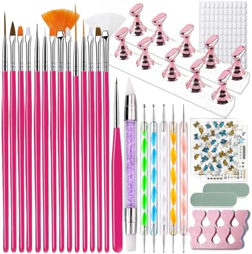 Zyluria 31-piece nail art tools set with brushes and dotting tools front view