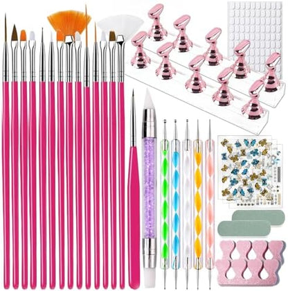 Zyluria 31-piece nail art tools set with brushes and dotting tools front view