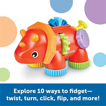 Compact portable toddler travel toy showcasing the interactive mechanical levers
