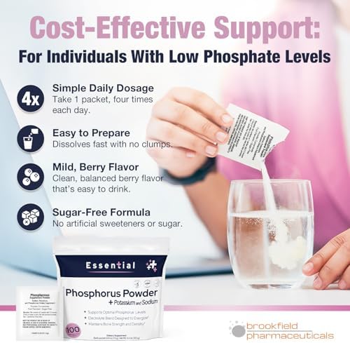 Side panel of phosphorus supplement highlighting ingredients and instructions