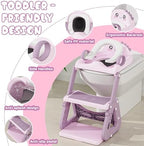 High splash guard detail view on the animal themed purple potty training chair