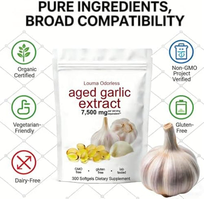 Size profile of the stomach-friendly Louma odorless aged garlic softgel capsules