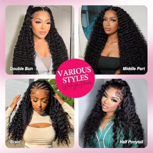 Glulaze 28 inch human hair wig styled with a deep side part to show parting versatility.