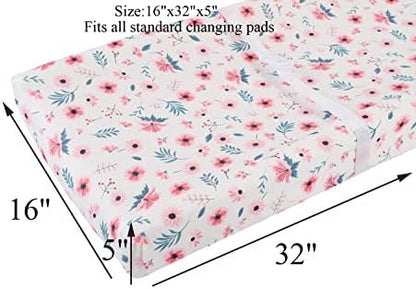 Solid pink Tontukatu microfiber changing table cover displaying the strong elastic bottom hem for universal fit.