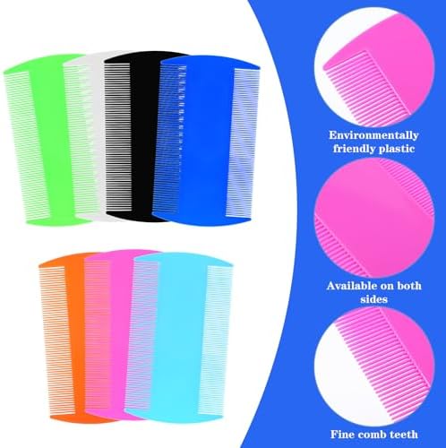 Six pack of colorful plastic flea combs for pet grooming