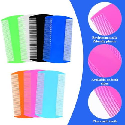 Six pack of colorful plastic flea combs for pet grooming