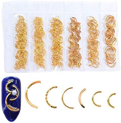 Brccee AC Nails Art Accessories front view showing mixed gold-plated 3D hollow metal frames for professional manicure styling.