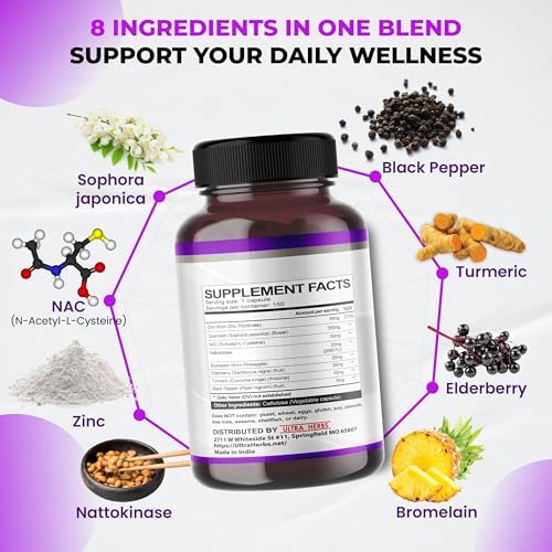 Ultra Herbs Quercetin packaging side profile antioxidant complex