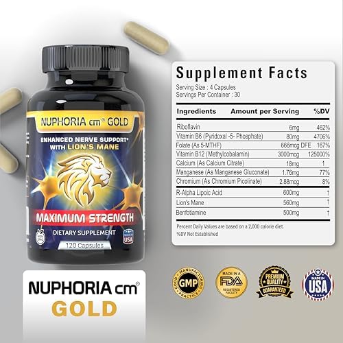 Nuphoria Cm Gold supplement facts label showing ingredient concentrations