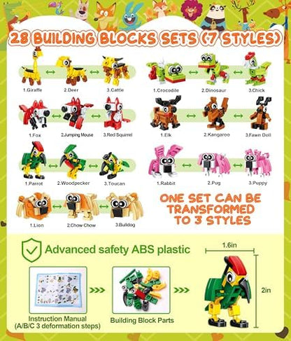 Colplay non toxic plastic building blocks showing rabbit and parrot assembly options