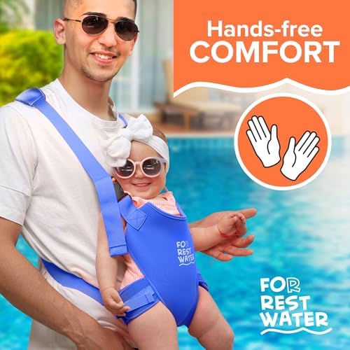 Adjustable infant and toddler harness secured on parent for hands free walking