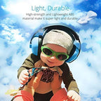 Baby wearing blue noise cancelling headphones for sleep