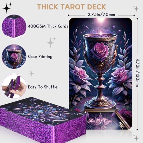 Full 78-card tarot deck set with beginner guidebook