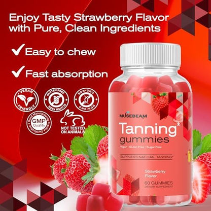 Back label of MuseBeam daily tanning supplement showing nutritional facts and usage directions.