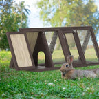 Outdoor Chicken Coop Wooden A-Frame Small Animal Coop Rabbit House Quail Cages with Outdoor Runs & Ventilated Wire Fence Suitable for Garden Backyard Farms 47 x 18 x 19.5 in (Brown) - Image 7