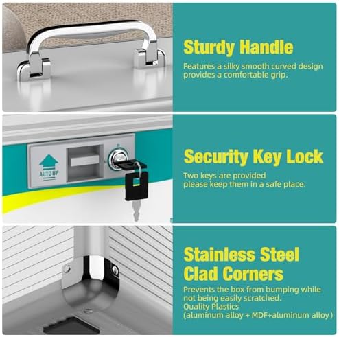 Glosen small locking first aid box with ergonomic silver handle for portability.