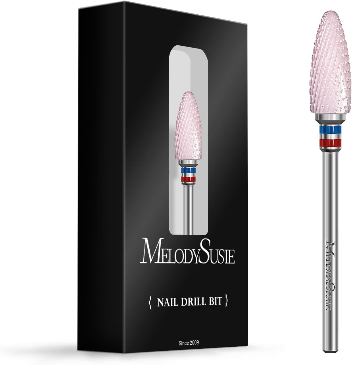 MelodySusie ceramic nail drill bit fine grit flame shape front view