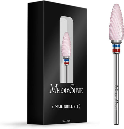 MelodySusie ceramic nail drill bit fine grit flame shape front view