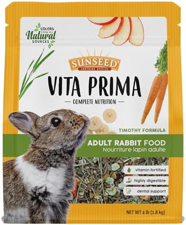 Vitakraft timothy hay based rabbit food packaging showing nutritional facts