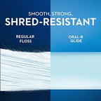 Oral-B Glide radiant mint flavor dental flossers demonstrating the shred resistant fiber technology.