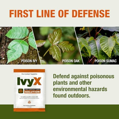 Individually wrapped Ivy X barrier wipes for poison oak and sumac protection