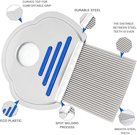 Dual-sided steel teeth of RID lice comb showing diamond tine design
