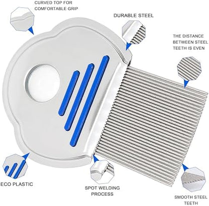 Dual-sided steel teeth of RID lice comb showing diamond tine design
