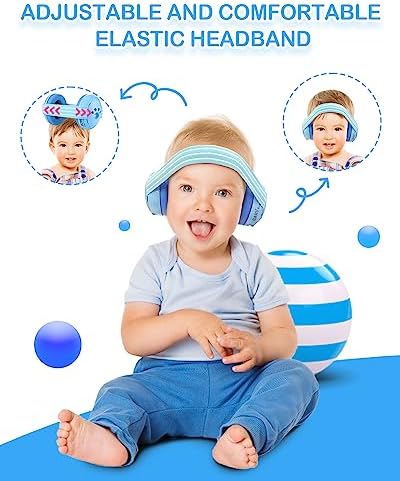 Toddler wearing Zohan EM001 ear muffs for travel safety