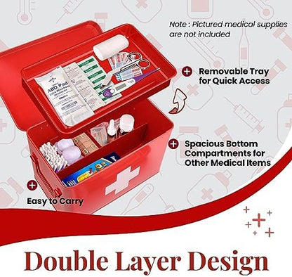 Top view of Flexzion 13 inch empty first aid case with lid.