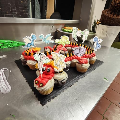 Ephlyn dragon cake toppers in cupcake display