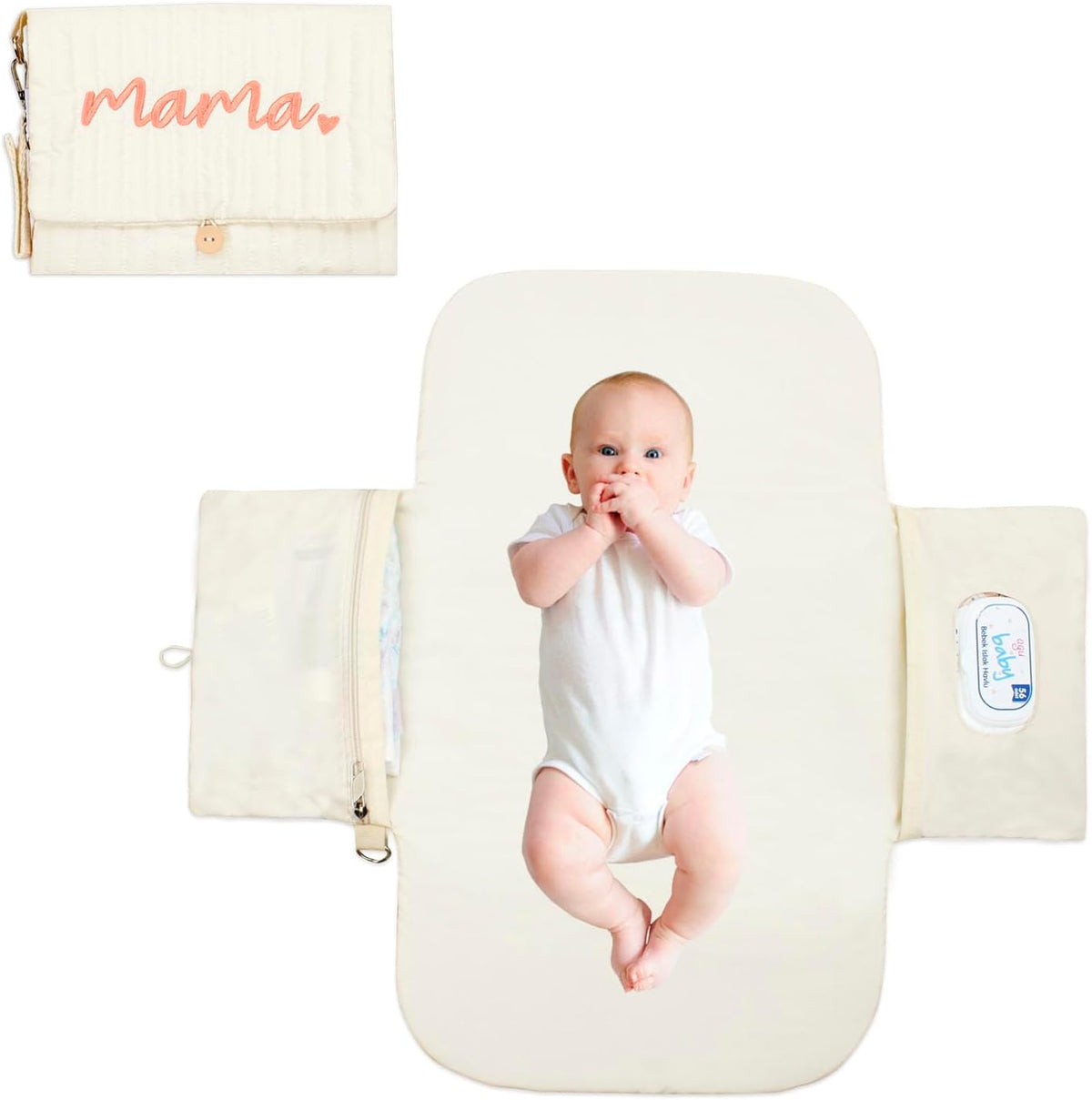 Dyomnizy portable diaper changing pad in cream, front view