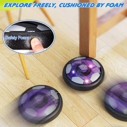 Close up view of the thick protective foam bumper on the hover soccer disc