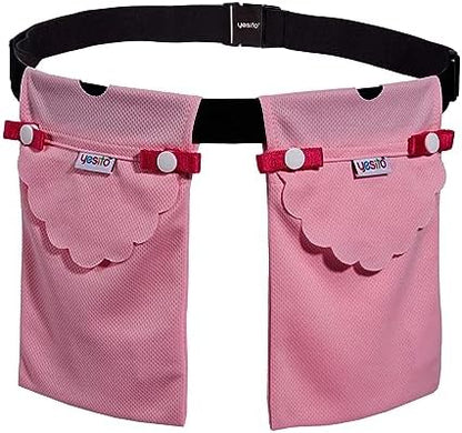 Discreet low-profile medical drain pouch being worn comfortably under everyday clothing