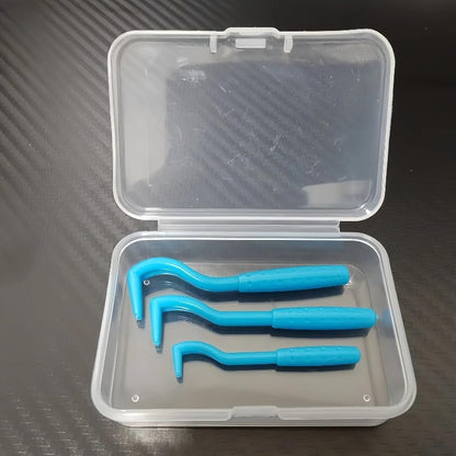 Generic 3 pieces blue tick remover tool kit in storage box