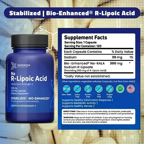 Geronova Research R-Lipoic Acid bottle back view